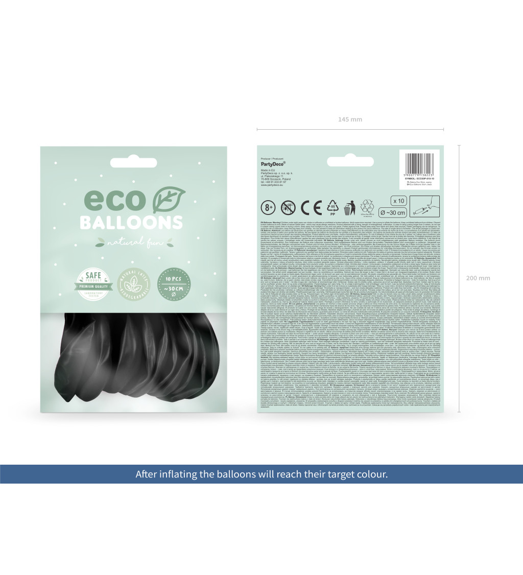 Latexové balóniky eco pastelové čierne 10 ks