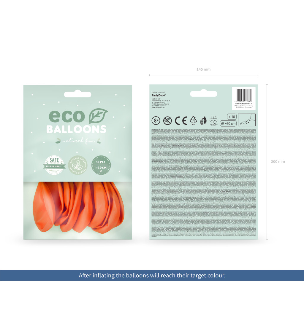 Latexové balóniky eco pastelové oranžové 30 cm 10 ks