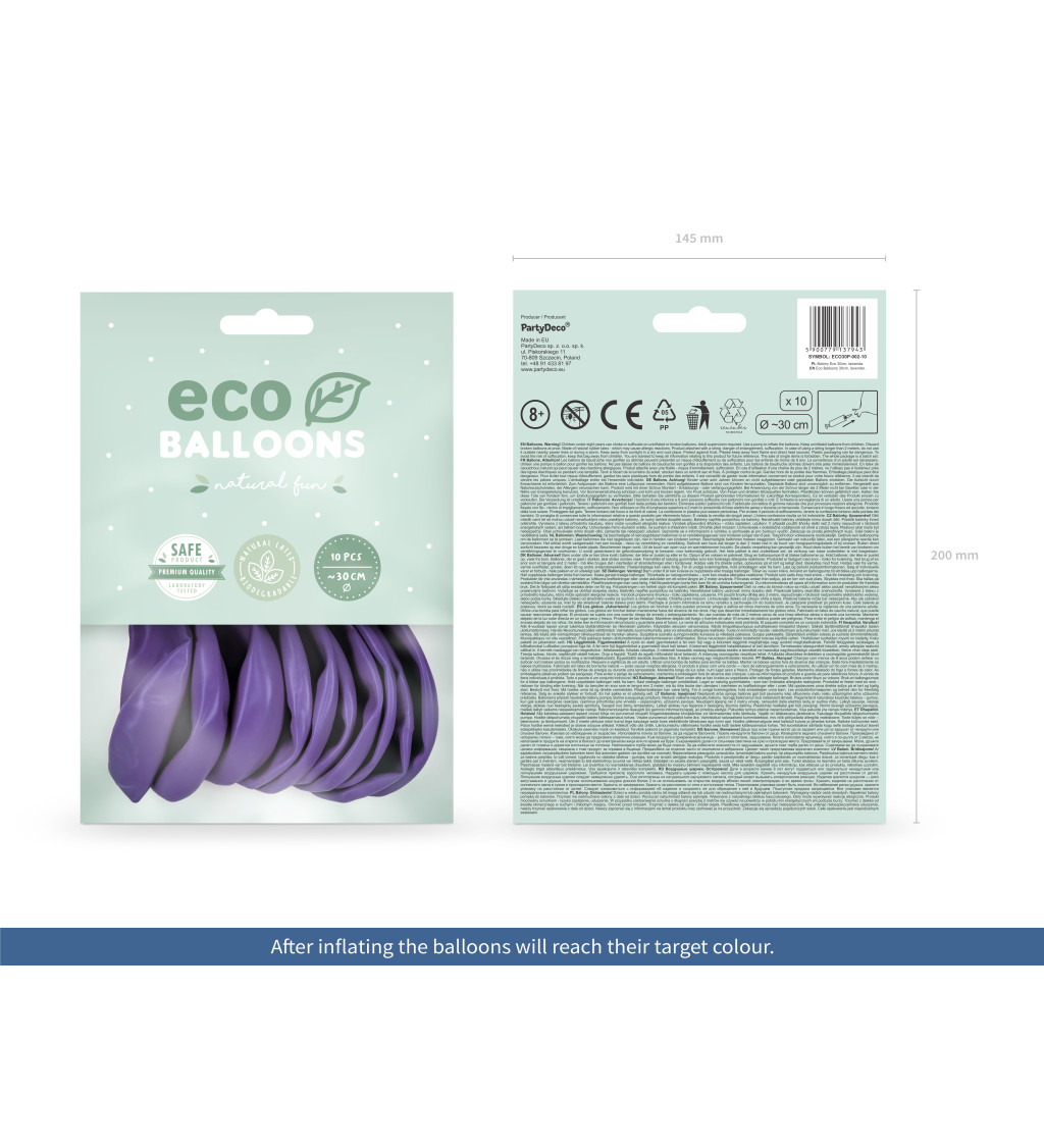Latexové balóny eco pastelové fialové 30 cm 10 ks