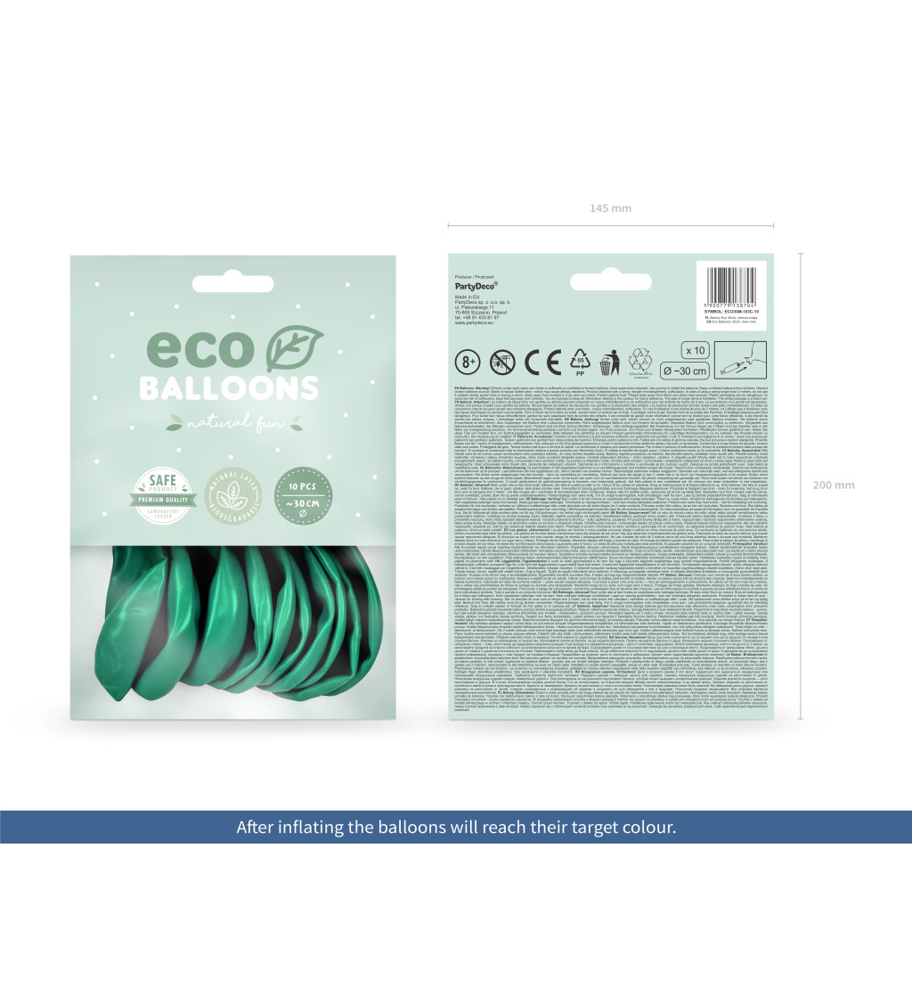 Latexové balóniky eco metalické mentolové 10 ks