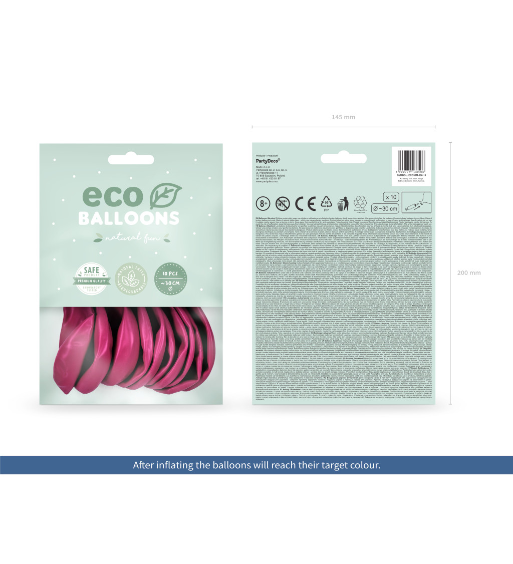 Latexové balóniky eco metalické fuchsia 10 ks