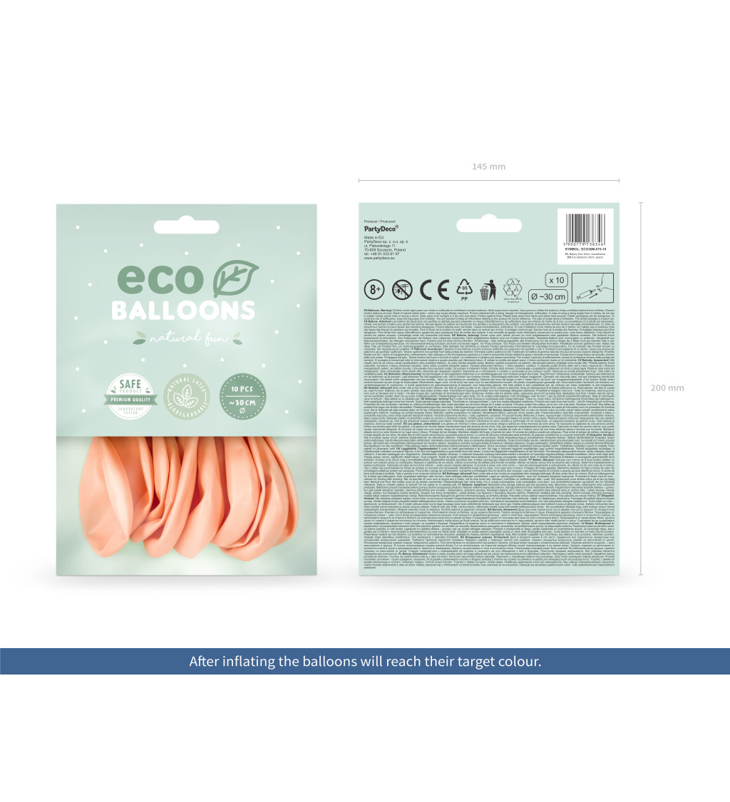 Latexové balóniky eco metalické broskyňové 30 cm 10 ks