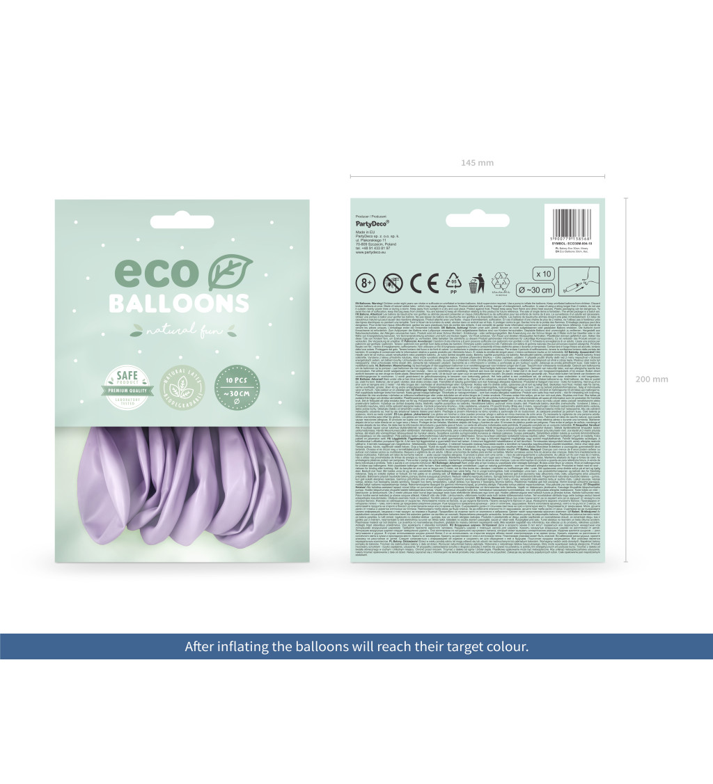 Latexové balóniky eco metalické fialové 10 ks