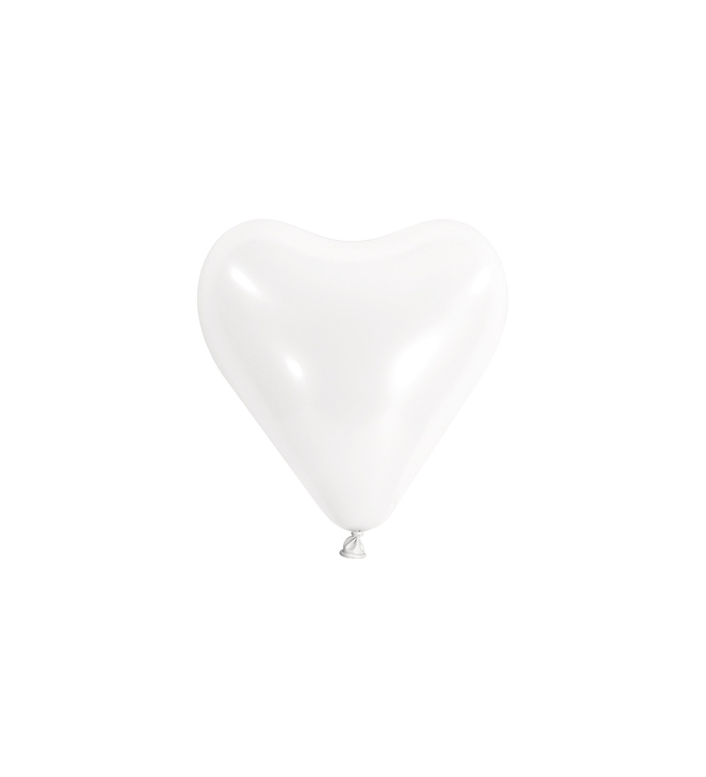 Biele latexové balóniky v tvare srdca 30 cm, balenie 50 ks