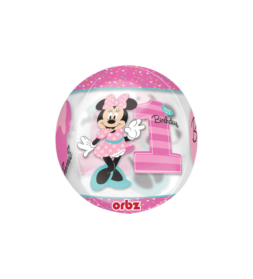 Fóliový balónik okrúhly Minnie 1 ružový
