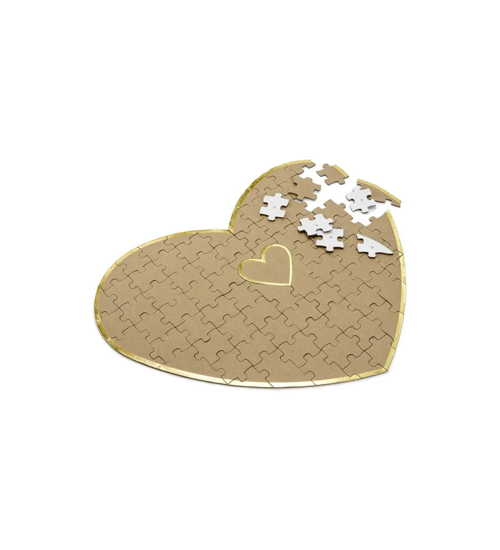 Puzzle kniha hostí - Srdce z kraftového papiera