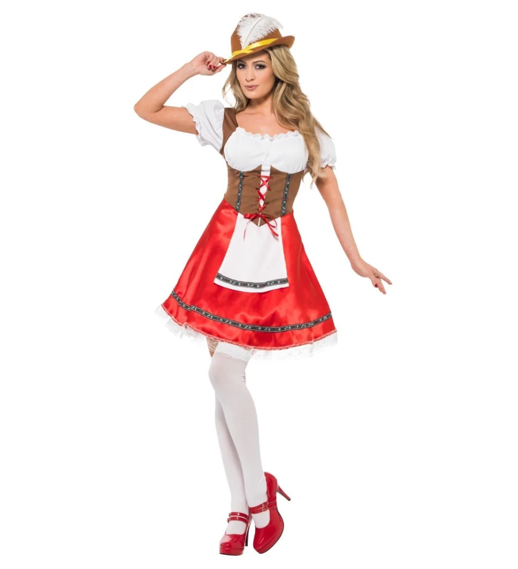 Dámsky kostým - Oktoberfest - červená