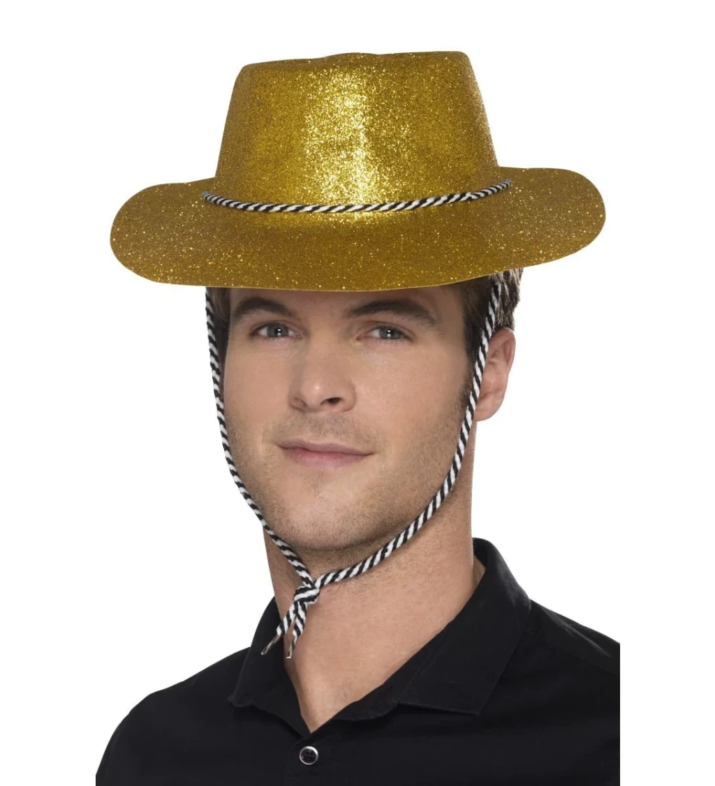 Trblietavý klobúk Zlatý kovboj