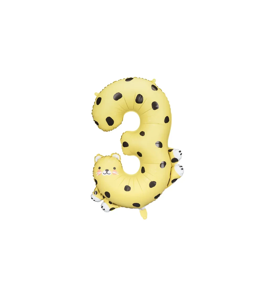 Fóliový balónik - číslica 3 - leopard
