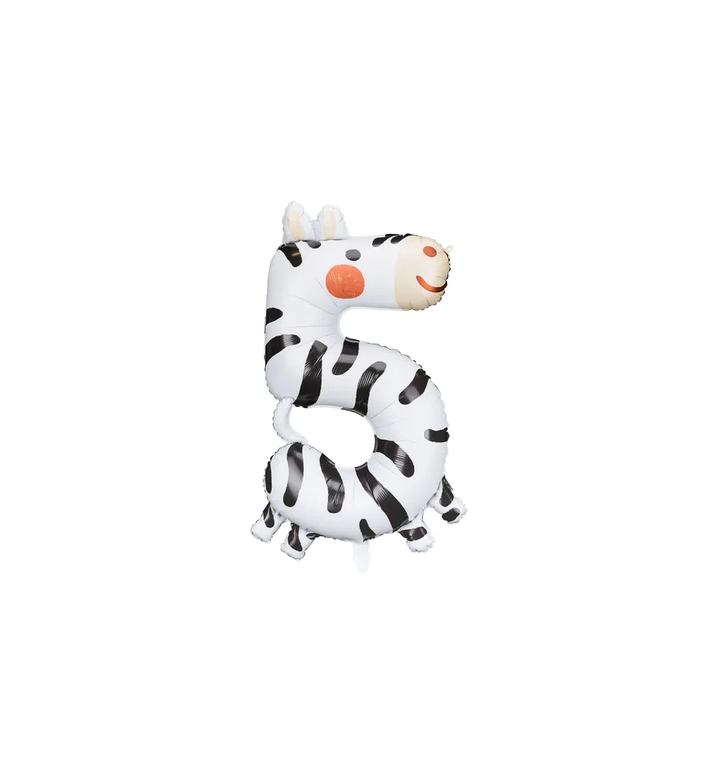 Fóliový balónik - číslo 5 - Zebra