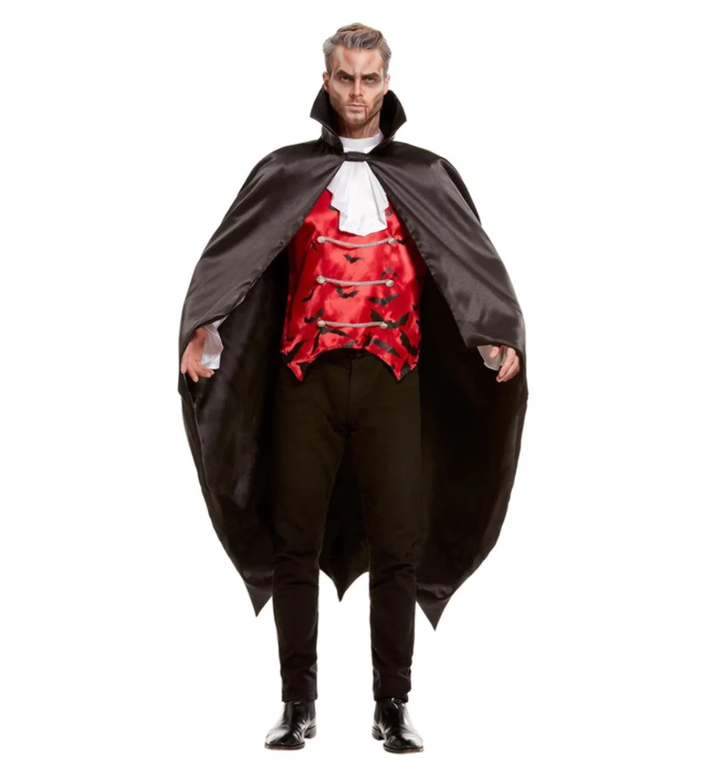 Pánsky kostým na Halloween - Vampir čierny kabát