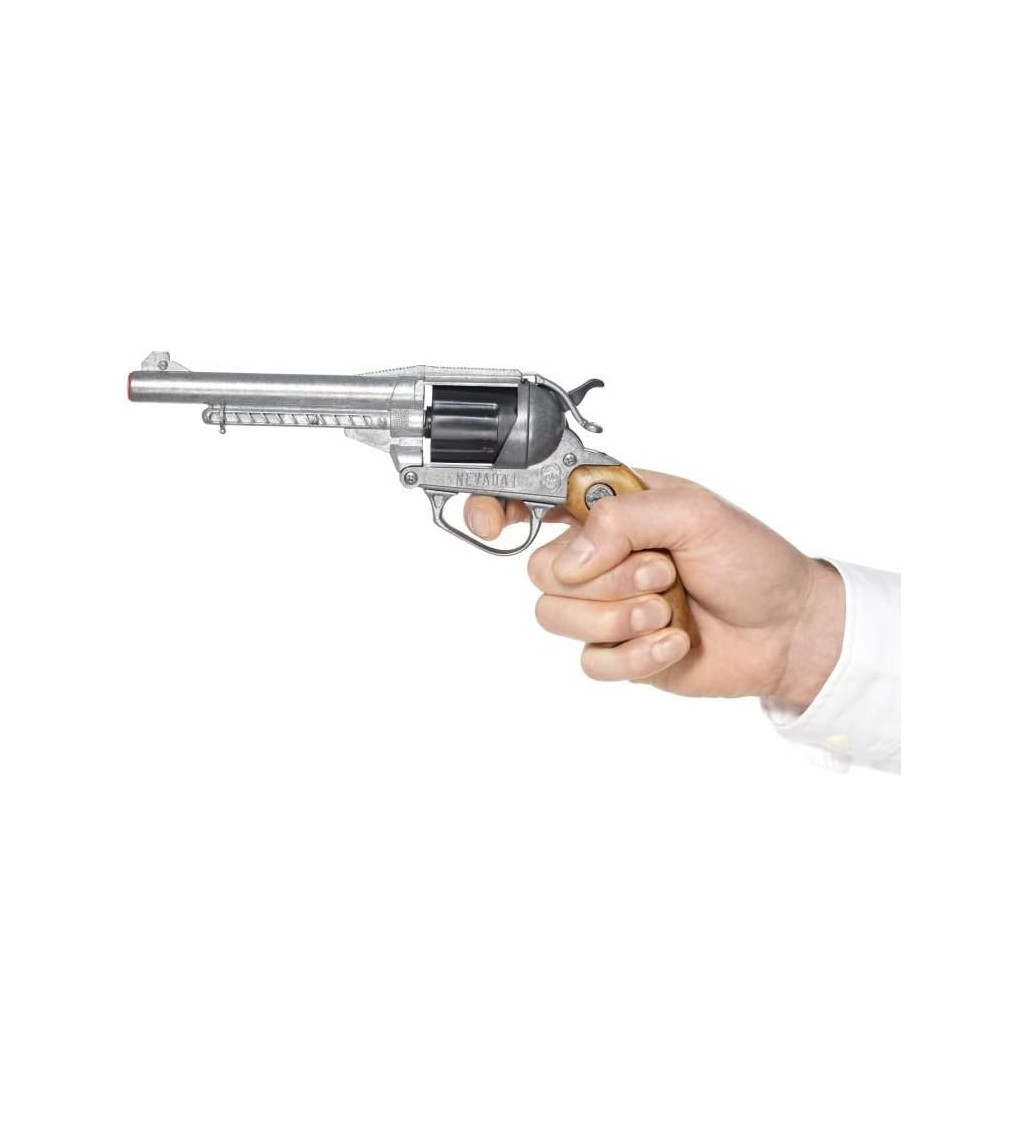 Kovový revolver vo westernovom štýle