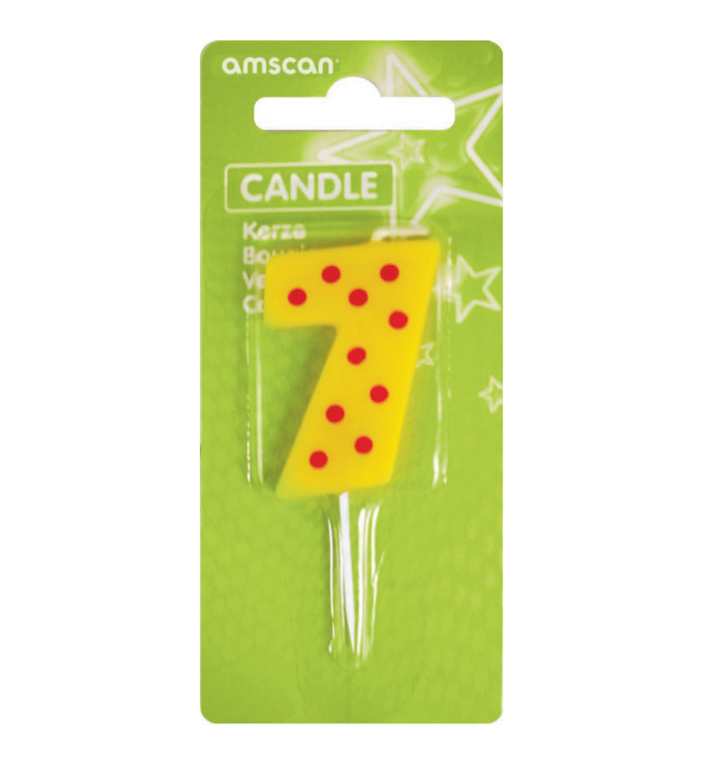 Sviečka s červenými bodkami - číslo 7