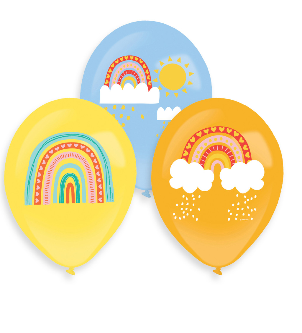 Balonky latex - Dúha - Farebné - 6ks