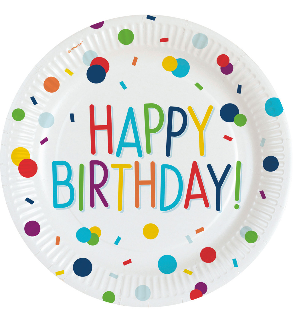 Biele Tanierik Happy Birthday