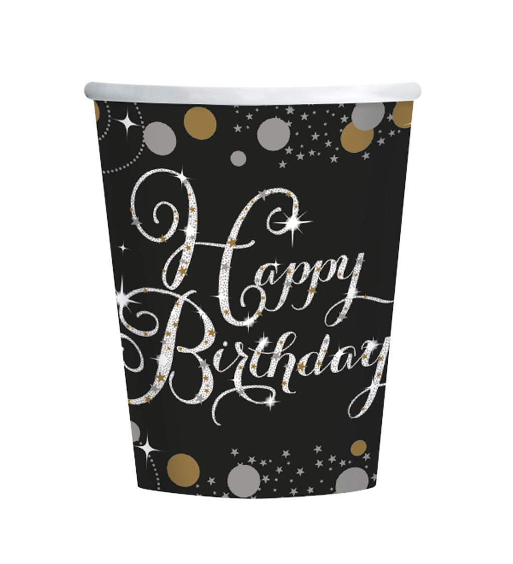 Čierne kelímky - Happy birthday