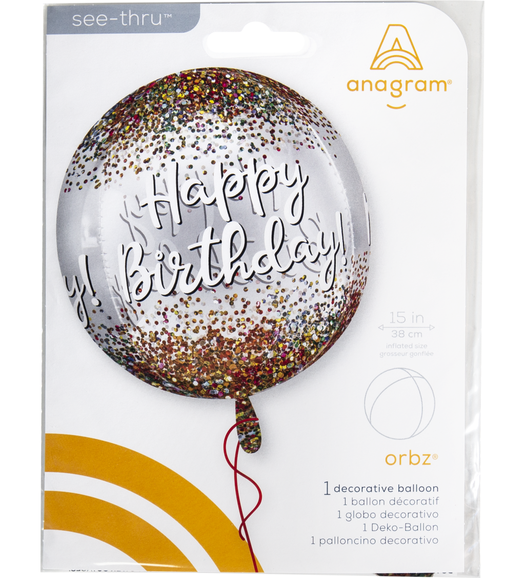 Fóliový balónek - Happy Birthday konfety