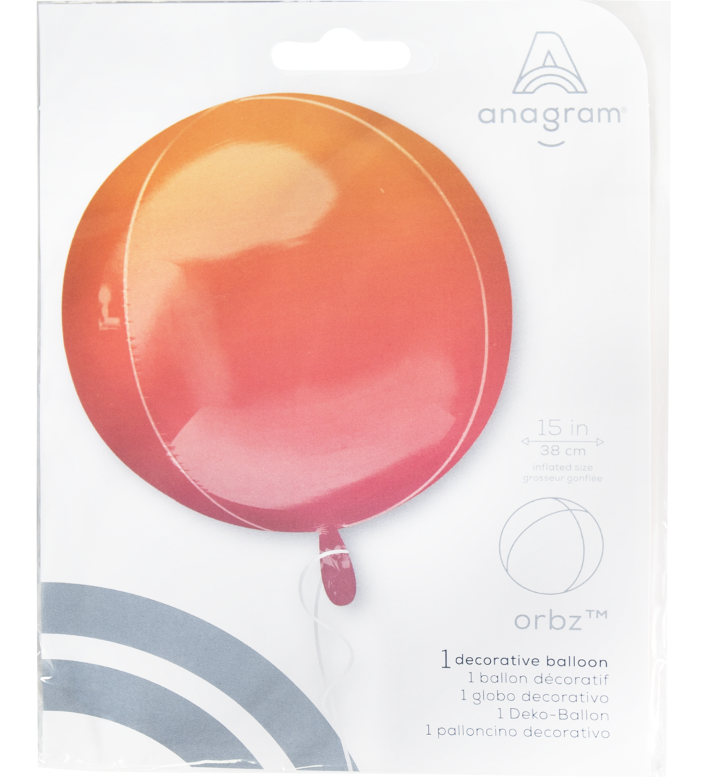 Fóliový balónik - guľa, oranžové ombré