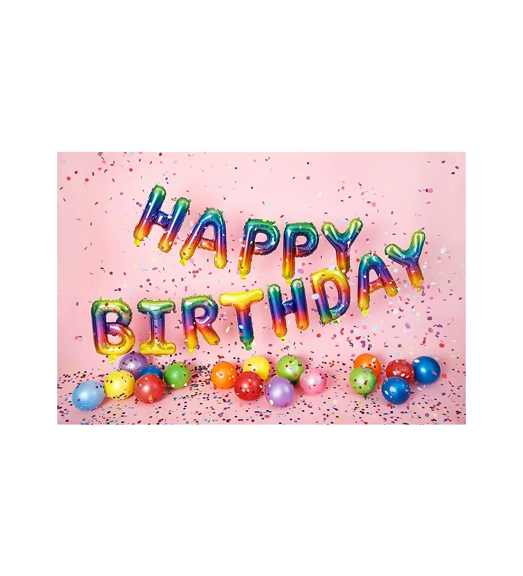 Girlanda z balónov Happy birthday - dúhová
