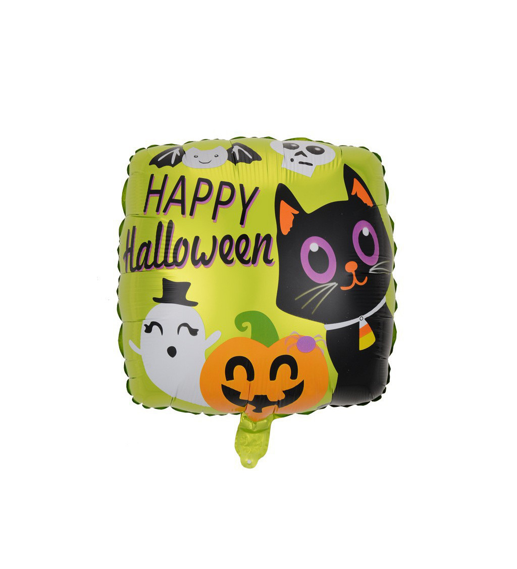 Fóliový balónik - Happy Halloween, zelený