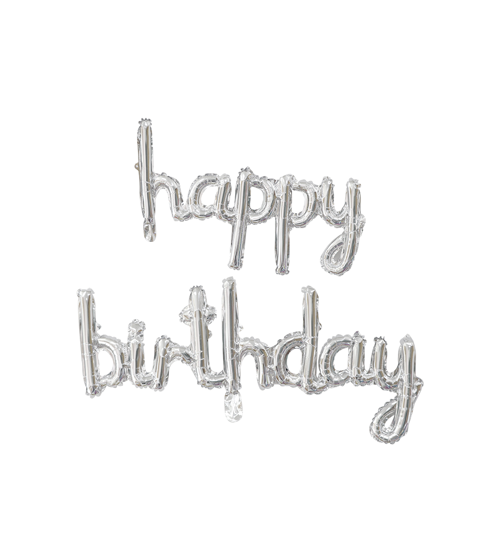 Fóliový balónik Happy birthday - strieborný