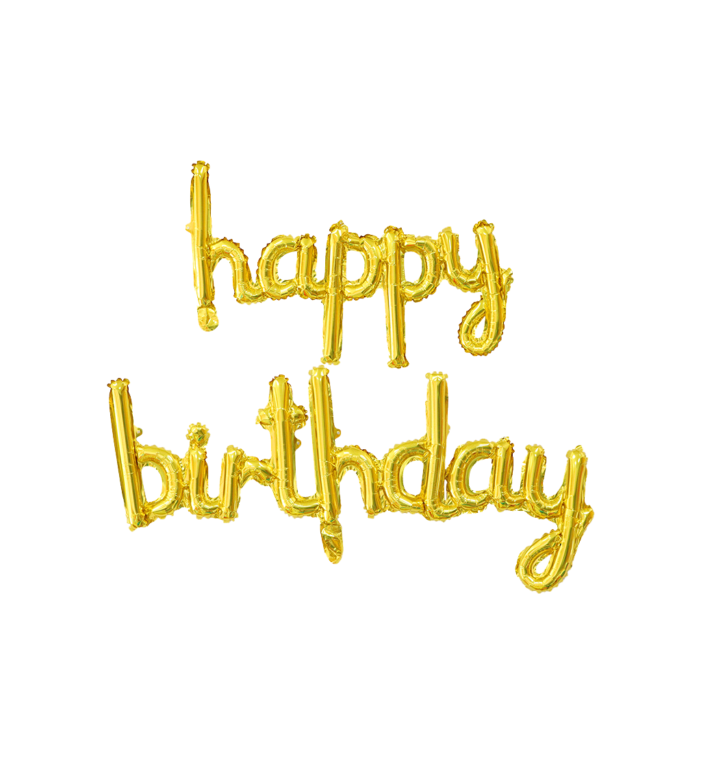 Fóliový balónik - Happy birthday nápis zlatý