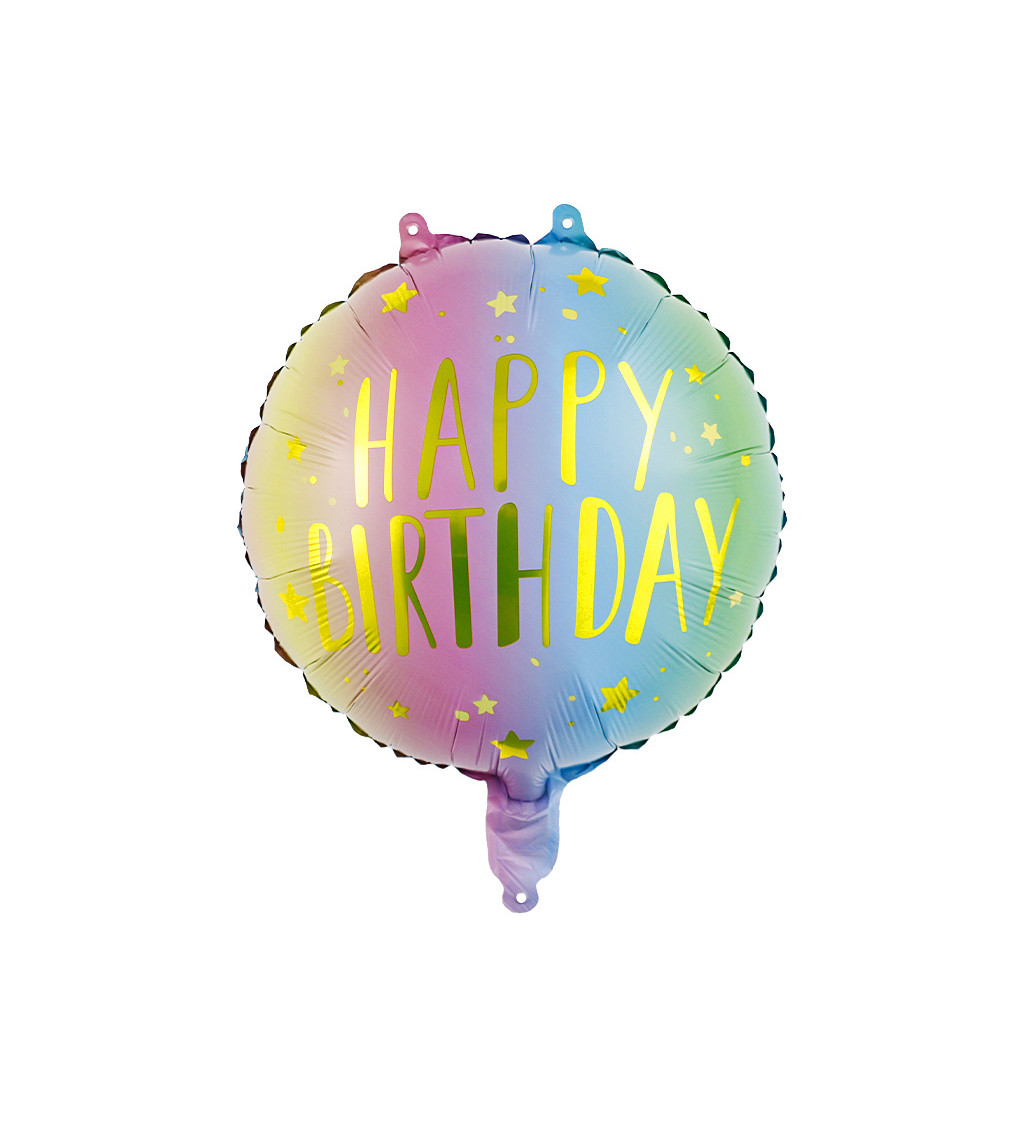 Fóliový balónik - Happy birthday dúhový