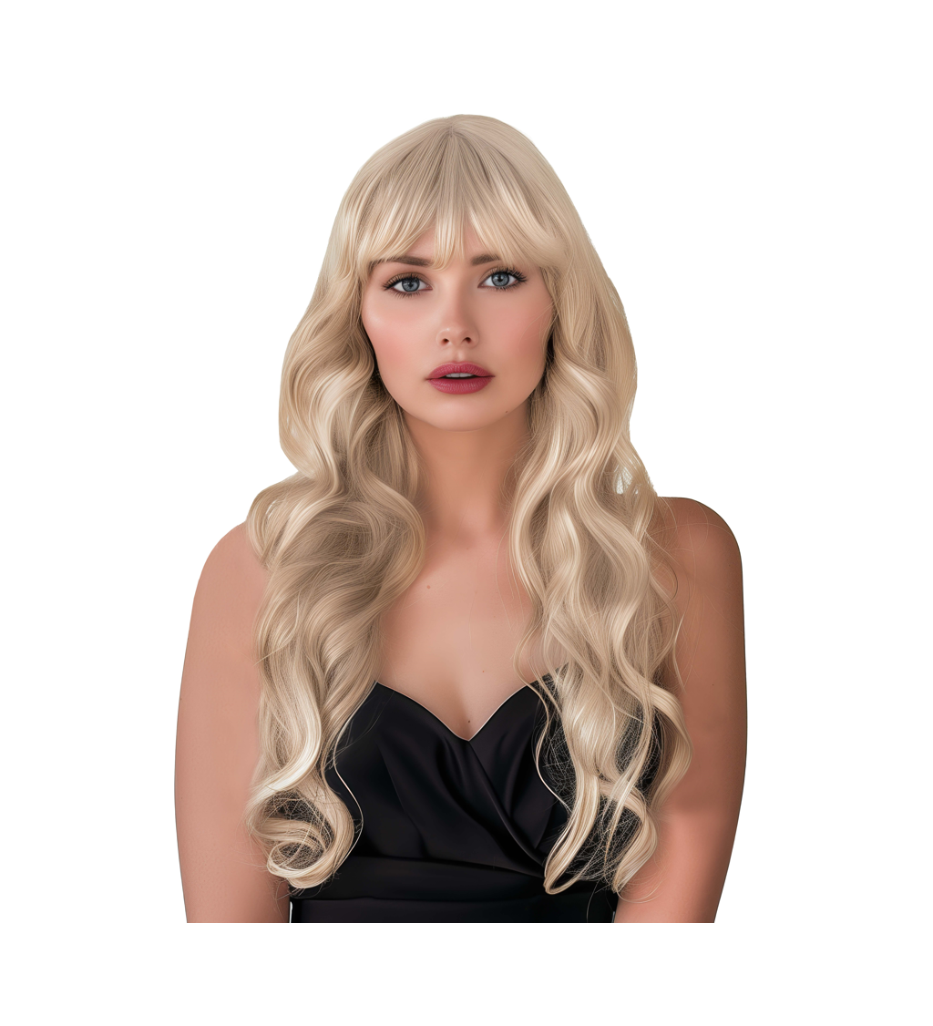 Dámska parochňa - dlhá vlnitá s ofinou, blond