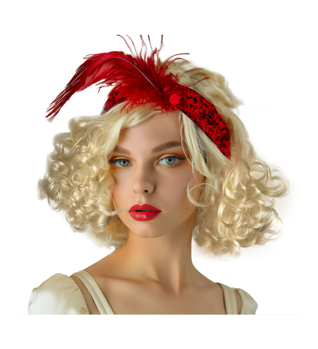 Dámska parochňa - flapper s pierkom, blond