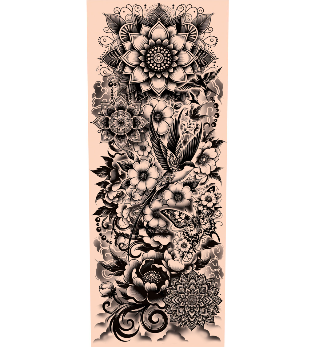 Tetovanie - rukáv - čiernobiela