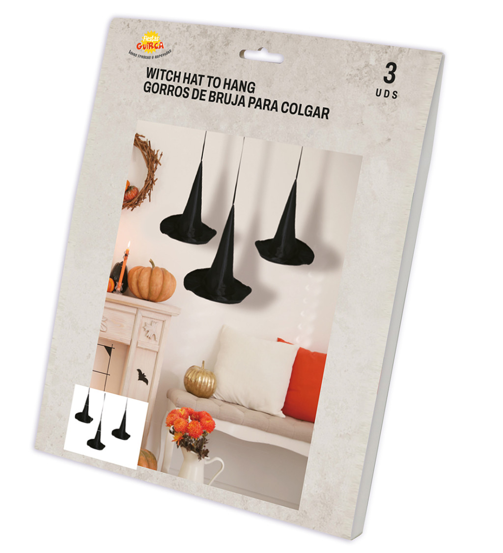 Sada - 3 zavesené čarodejnícke klobúky