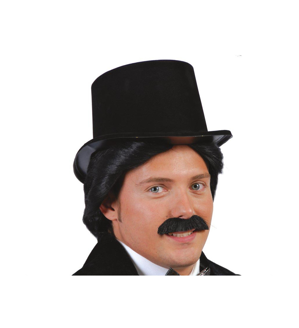 Čierny semišový cylindrový klobúk