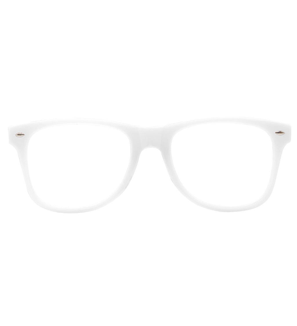 Biele okuliare - priehľadné sklá