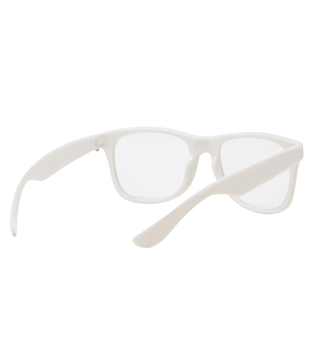 Biele okuliare - priehľadné sklá