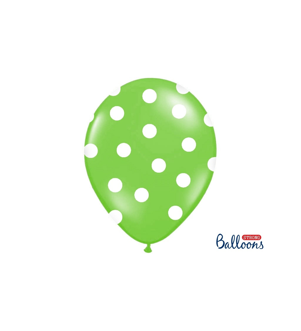 Latexové balóniky strong pastelovo zelené s bodkami 30 cm 6 ks