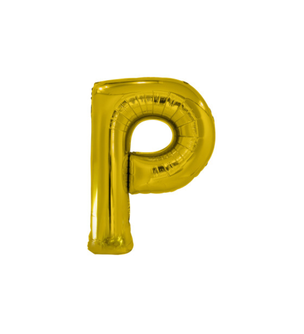 Fóliový zlatý balónik - písmeno P