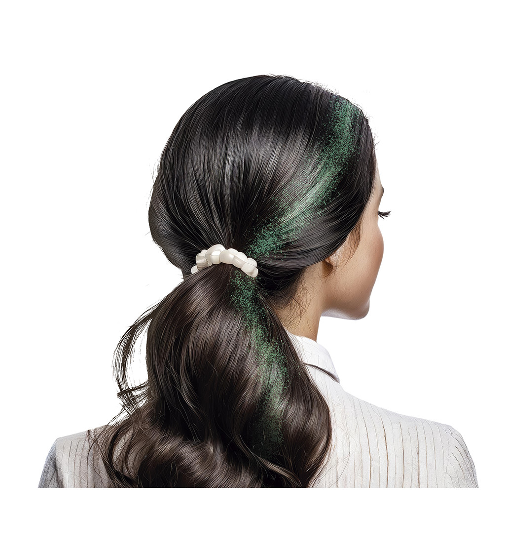 Zelený trblietavý sprej na vlasy