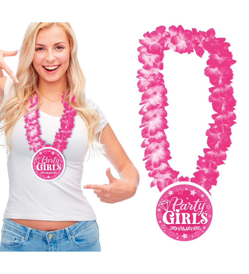 Ružový havajský veniec "Party girls"