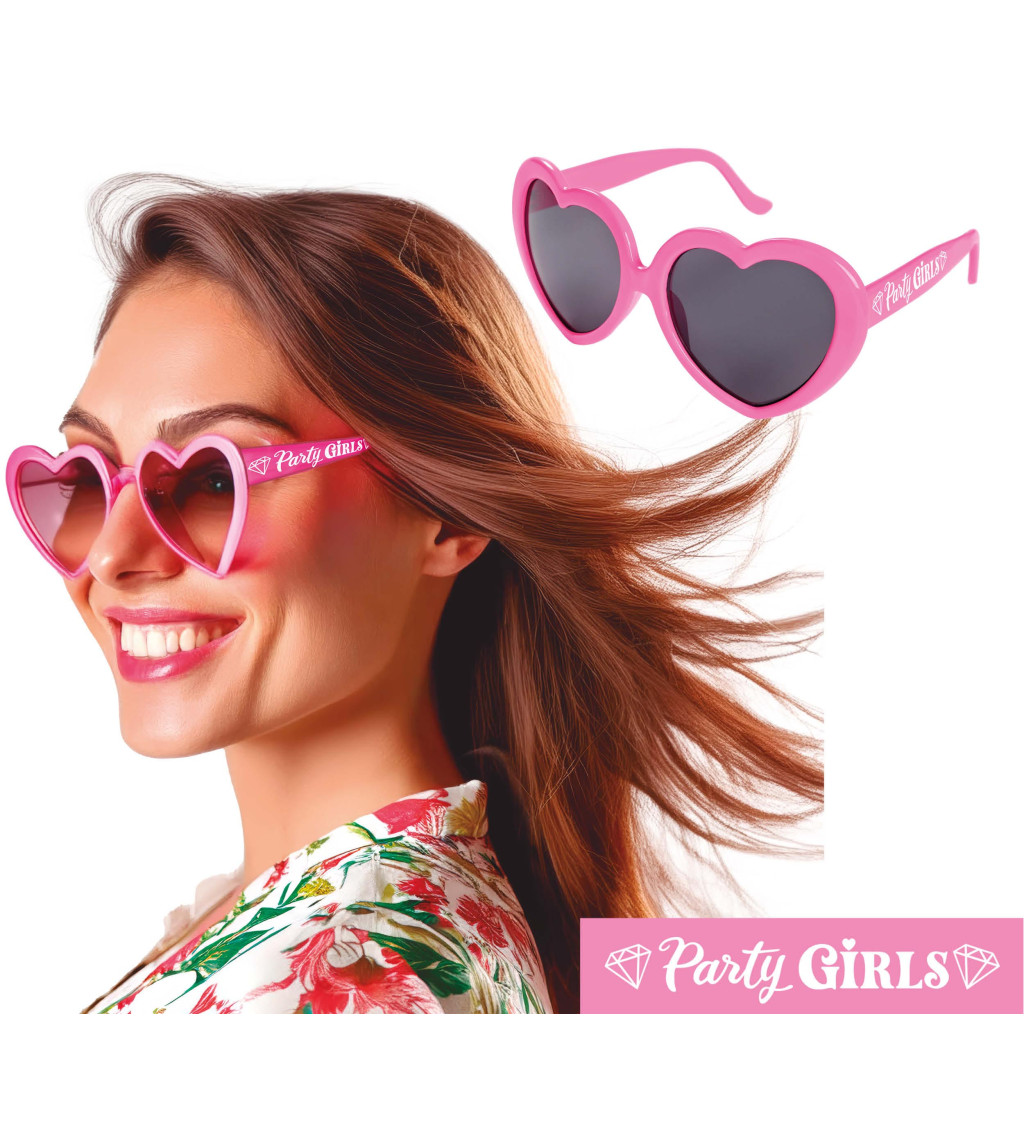 Okuliare - ružové srdiečka "Party girls"