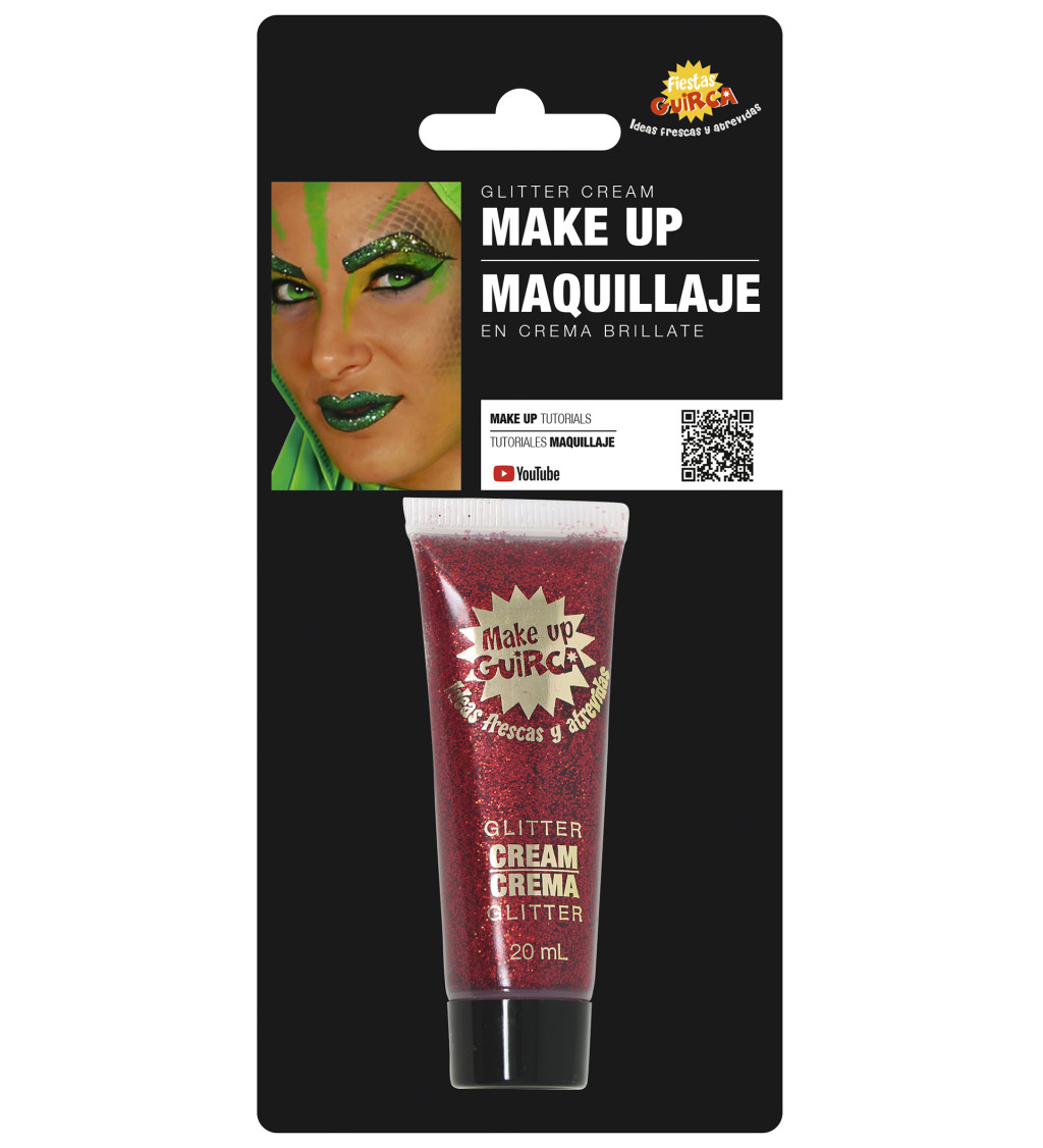 Červený trblietavý krémový make-up