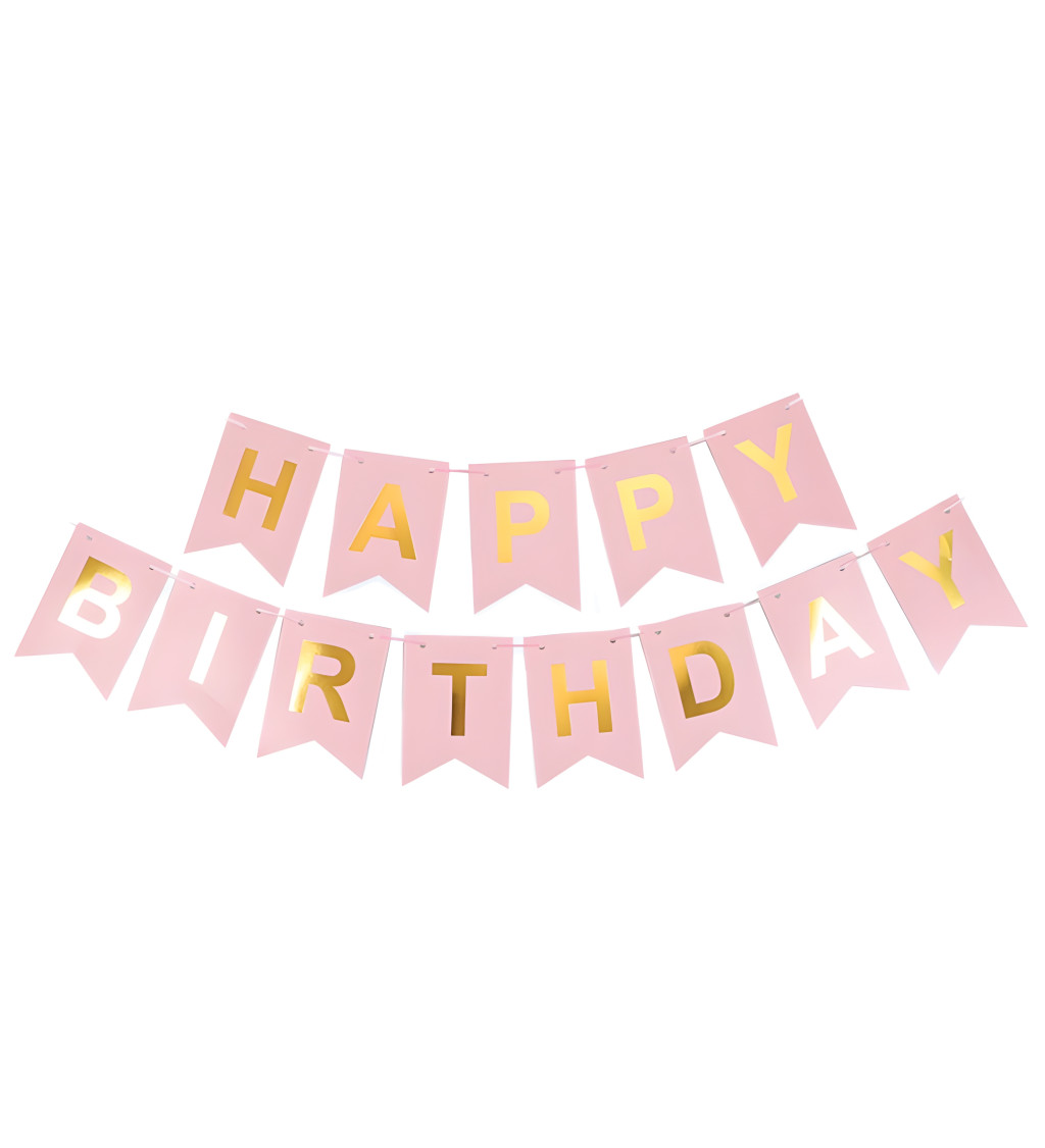 Happy birthday banner - ružový