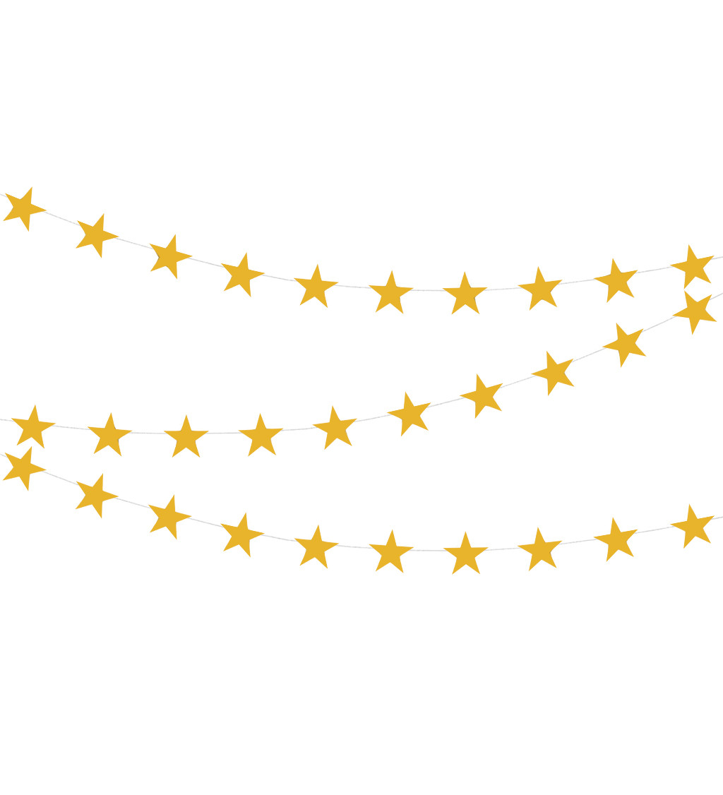 Dekoračné girlanda hviezdy - Zlatá