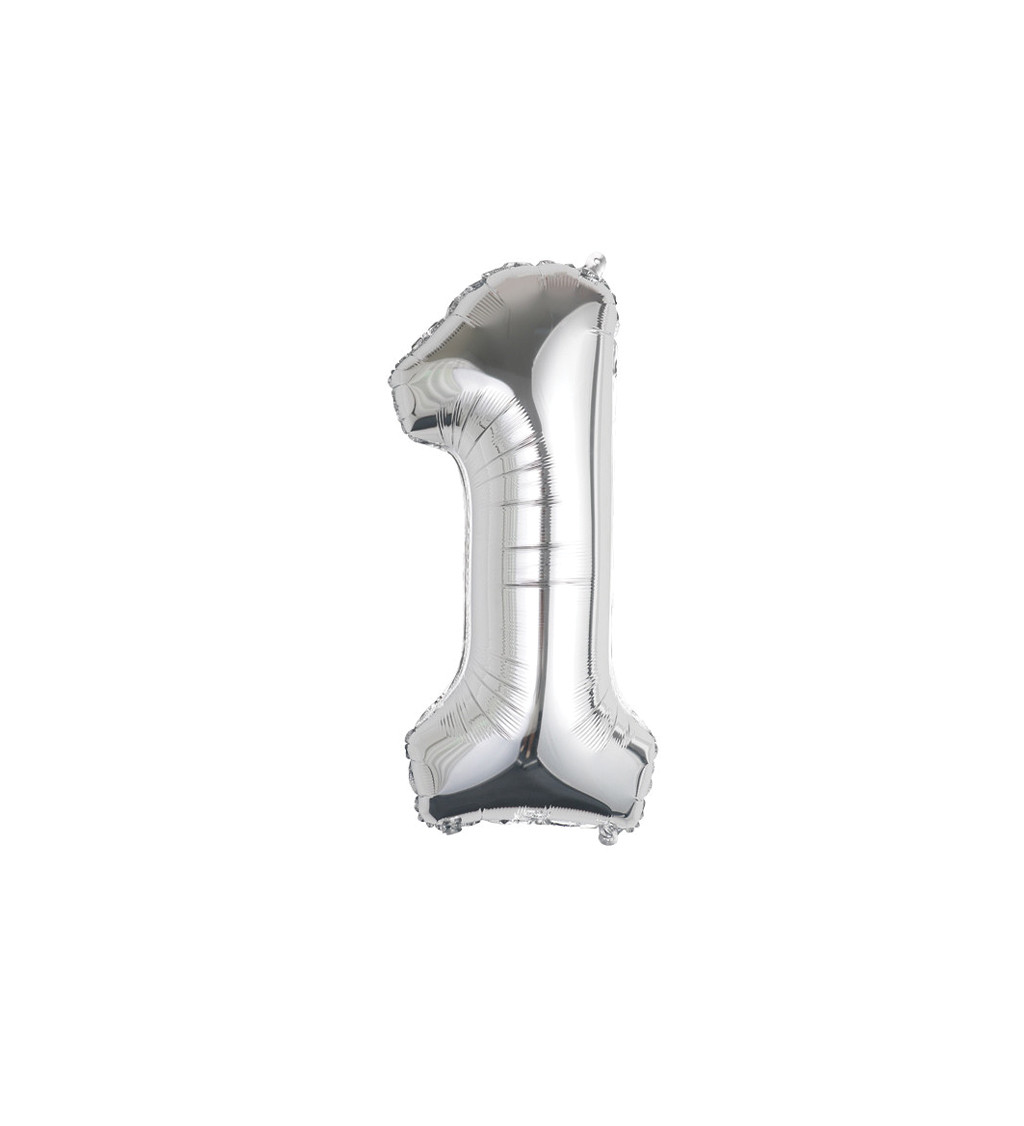 Fóliový balónik - číslo 1 strieborné, 89 cm