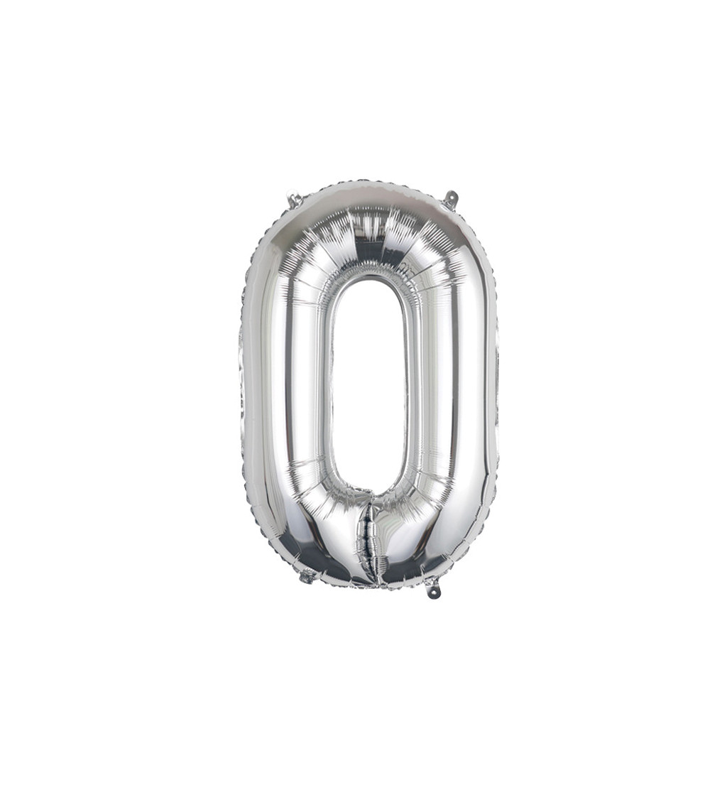 Fóliový balónik - číslo 0 strieborné, 89 cm