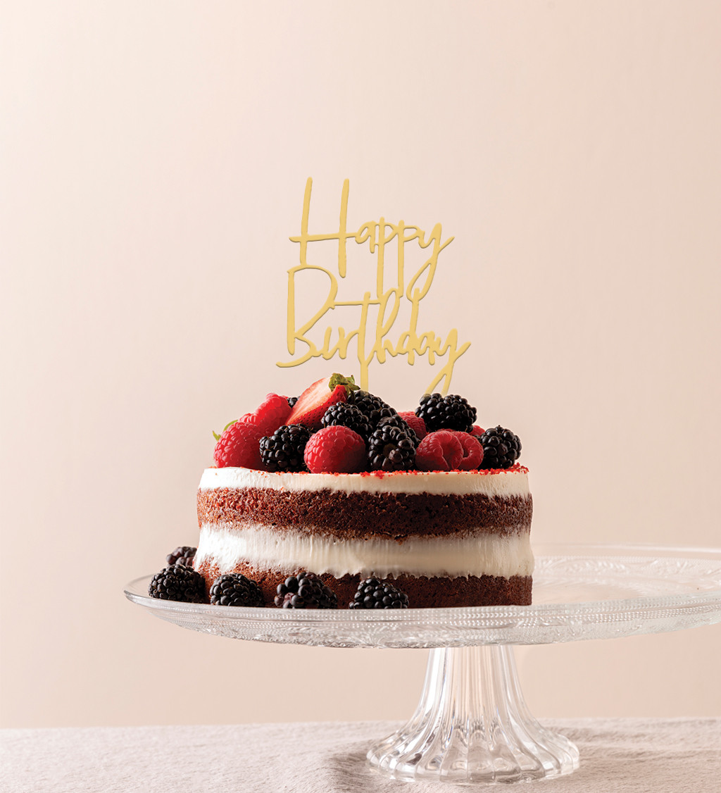 Zápich do torty Happy birthday - Zlatý
