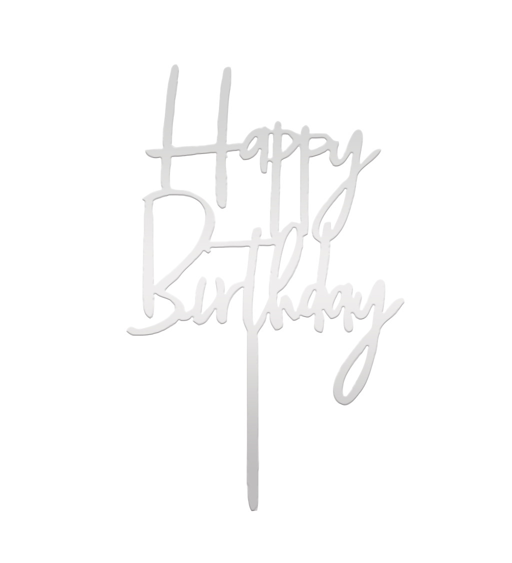 Zápich do torty Happy birthday - Strieborný