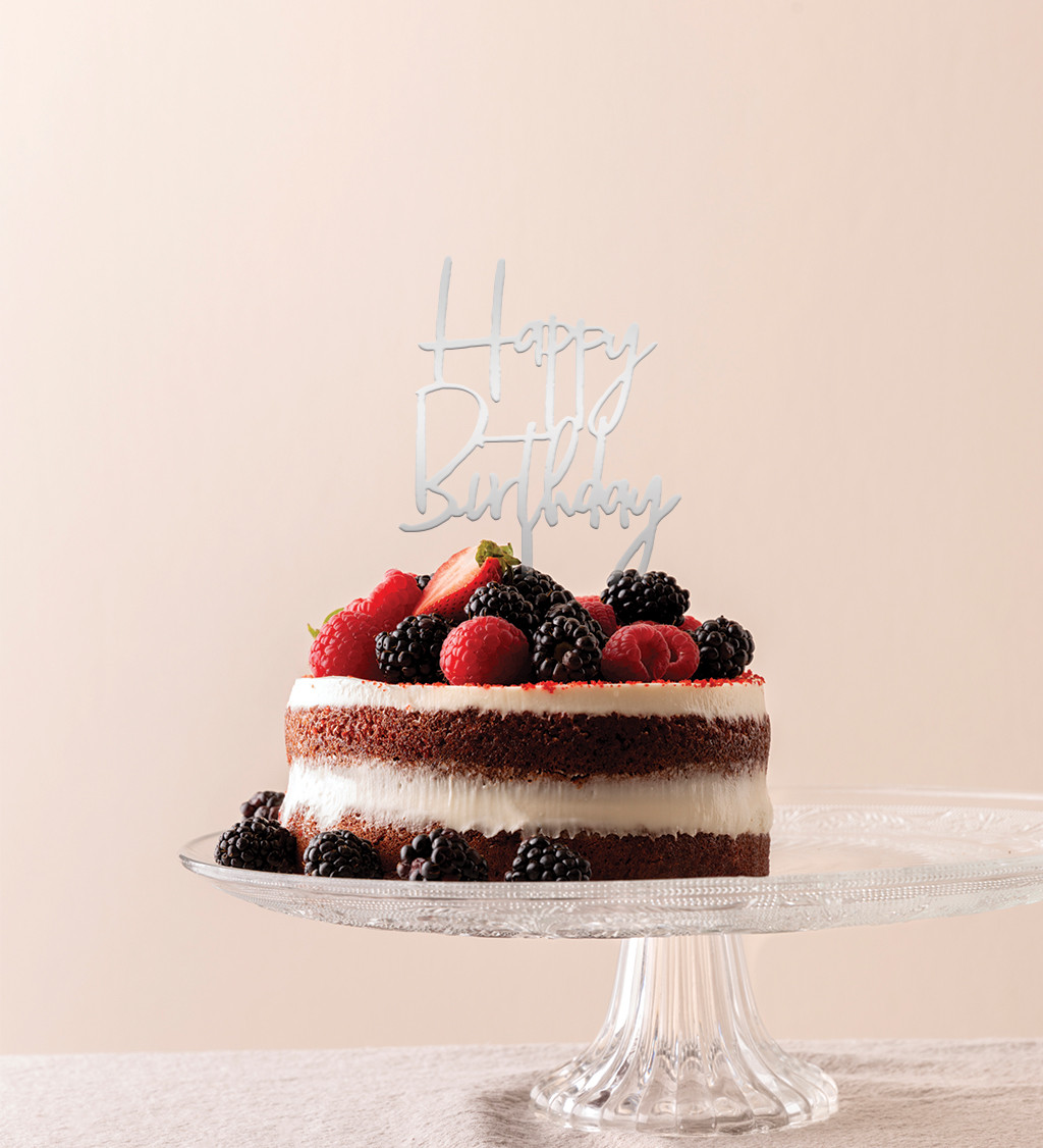 Zápich do torty Happy birthday - Strieborný