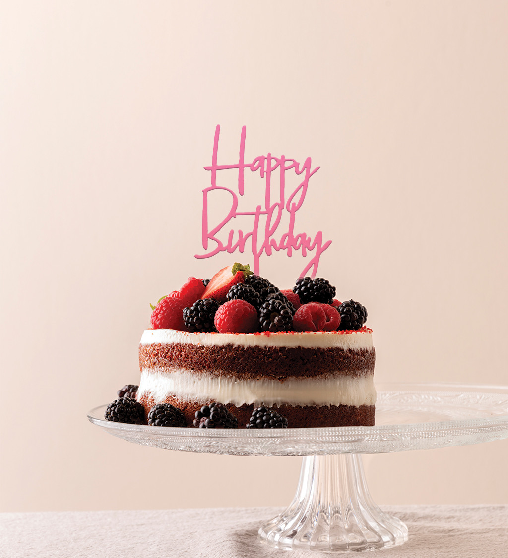Zápich do torty Happy birthday - Ružový