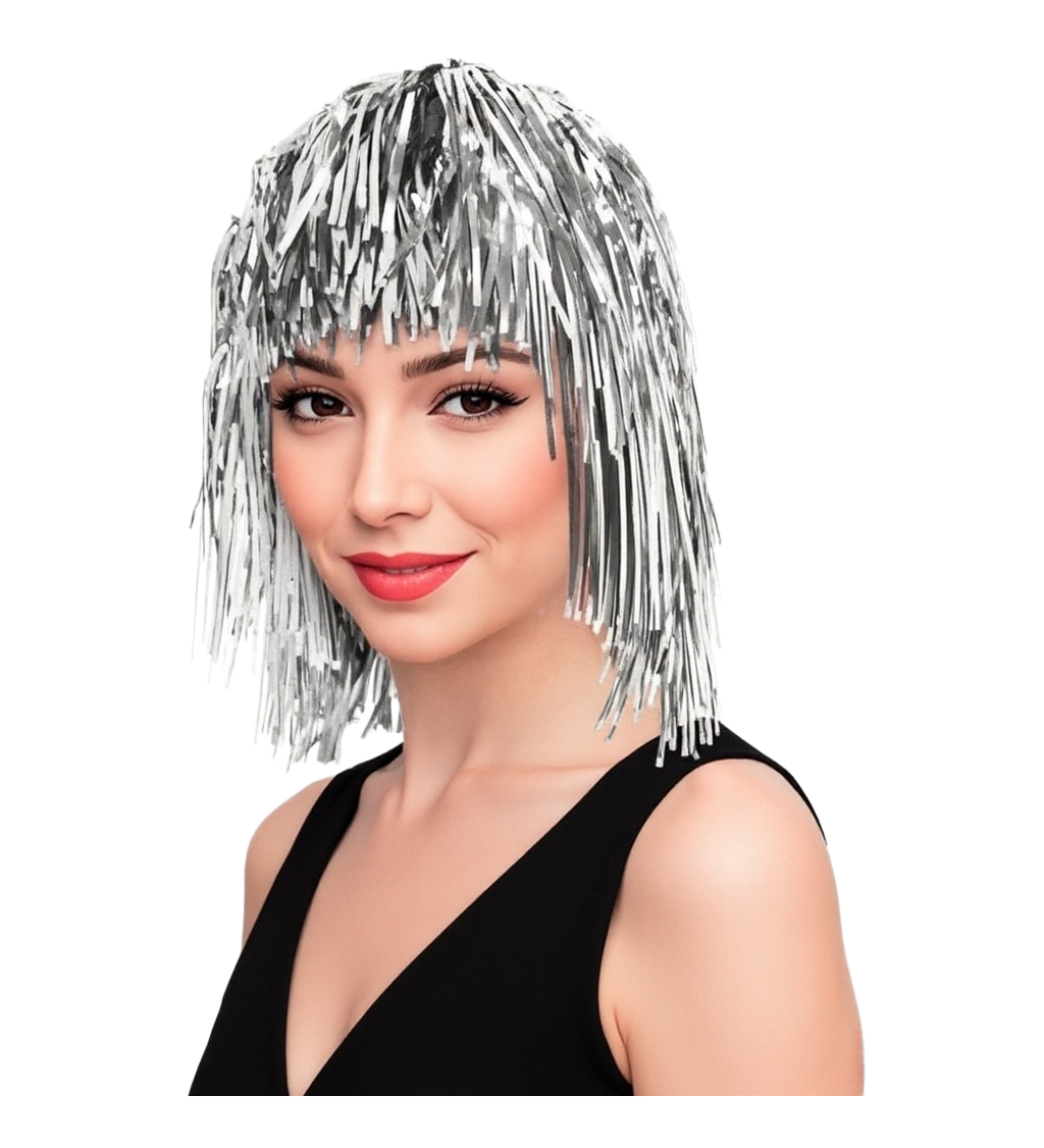 Metalicky strieborná dámska parochňa