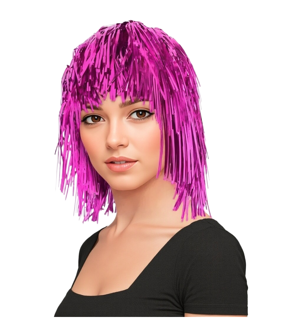 Metalicky ružová dámska parochňa